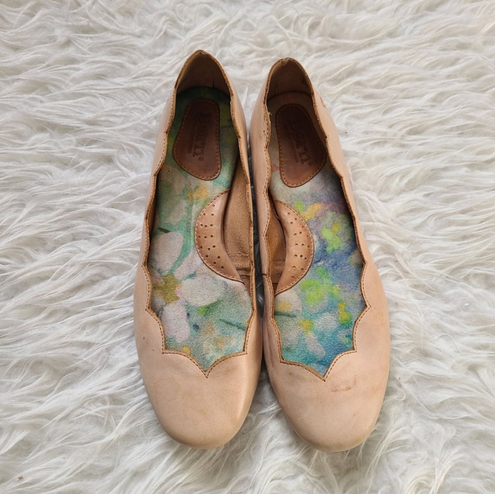 Blush Pink Scalloped Leather Ballet Flat